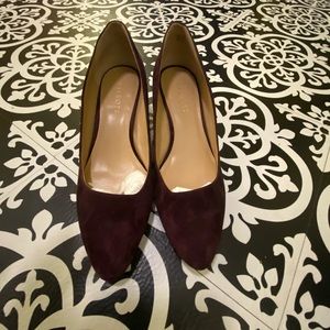 Slightly worn Talbots wedge burgundy shoe